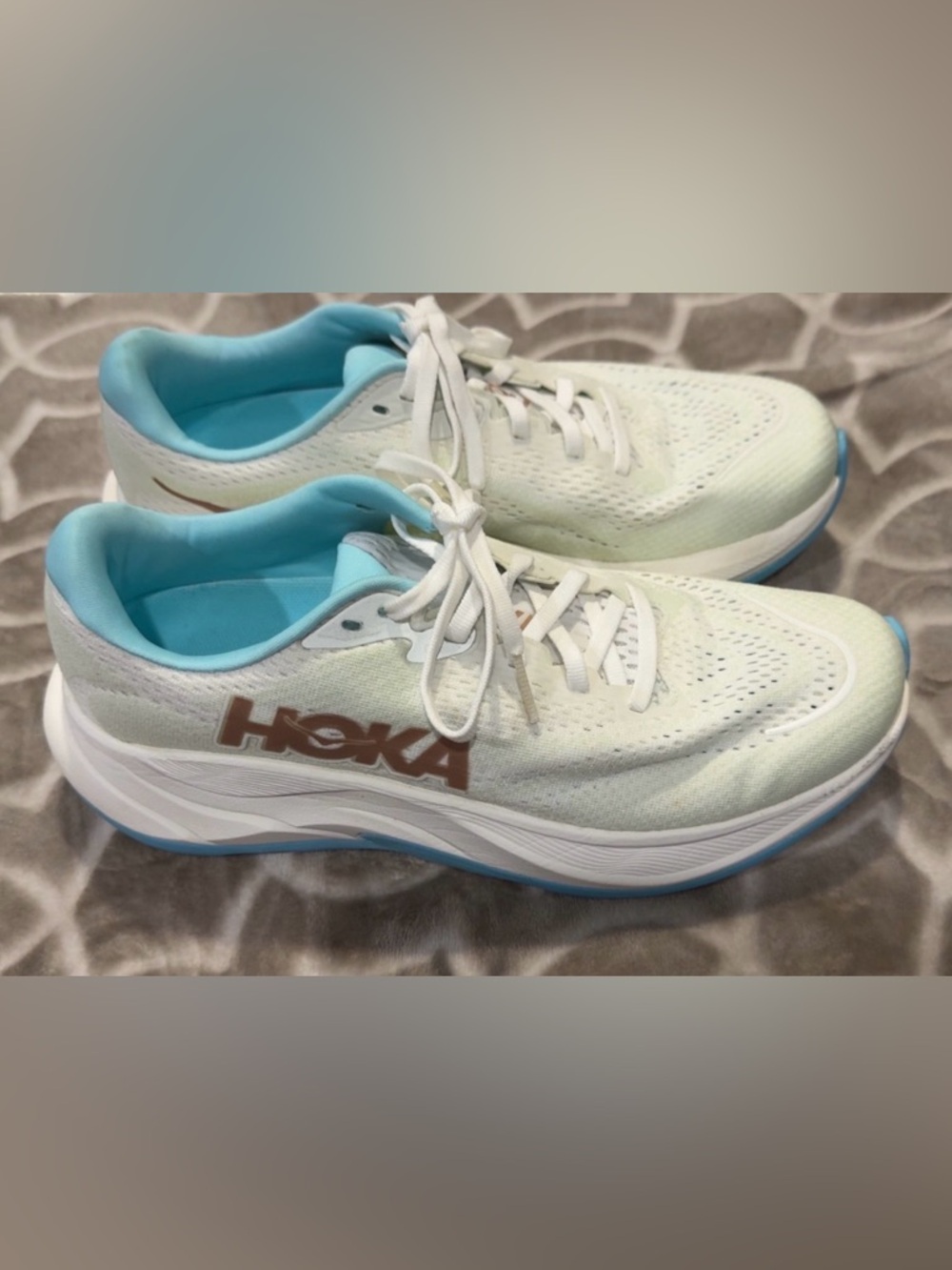 Hoka Women's White & Aqua Athletic Running Shoes